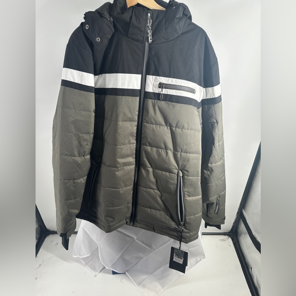NWT Killtec Men's Derico ski jacket down look with hood and snow guard